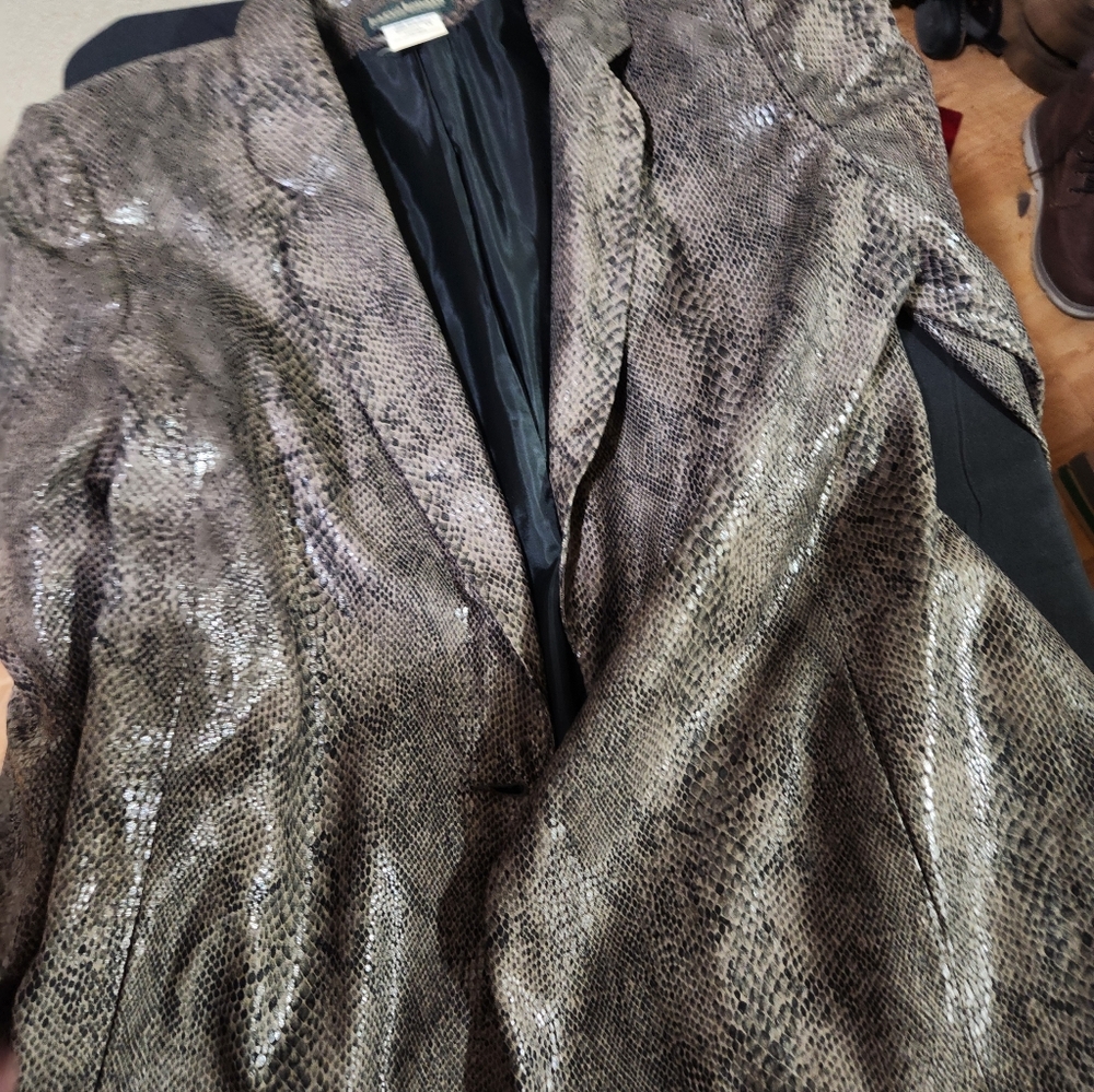 Vintage Brown Snake Print Women's Blazer - Picture 3 of 6